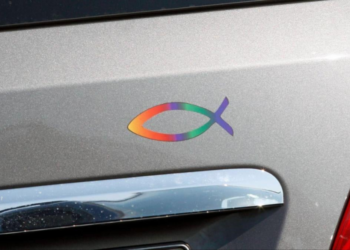 Wat is de betekenis van deze vissticker op een auto..
