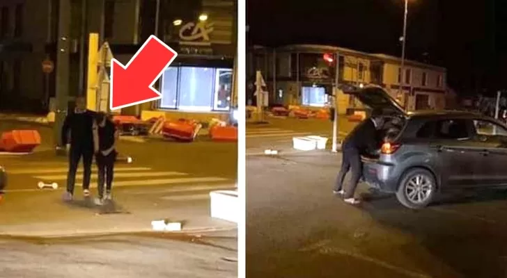 Vader trekt rellende zoon aan oren en veroorzaakt opschudding..