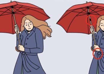 Kun jij de 3 verschillen tussen de foto’s van het meisje met de paraplu