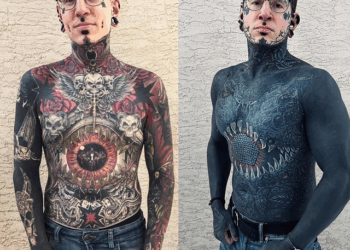 Man geeft €136.000 uit aan tatoeages en verbluft volgers met zijn waanzinnige transformatie