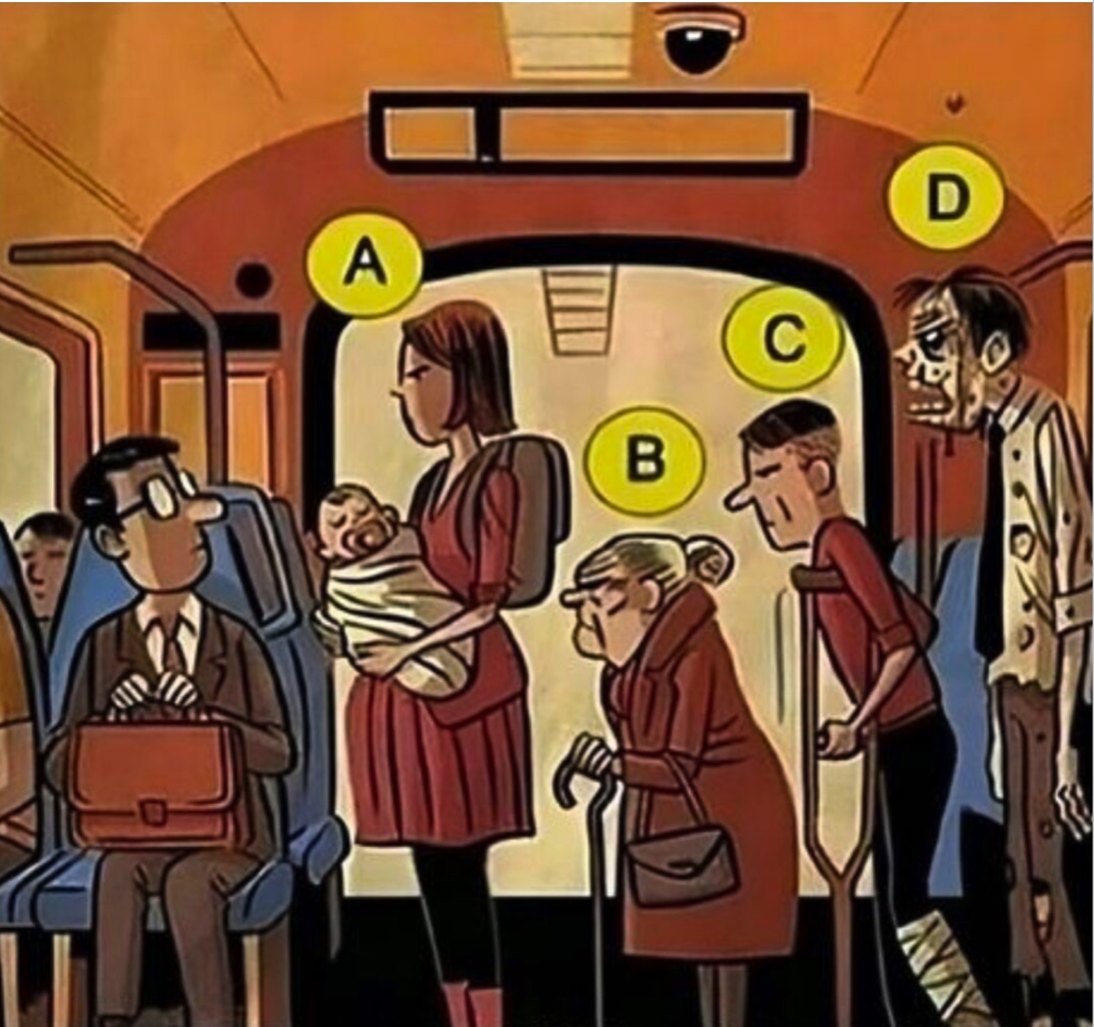 Voor wie zou jij je plek opofferen in de bus? Het nummer dat jij kiest zegt veel over je persoonlijkheid!